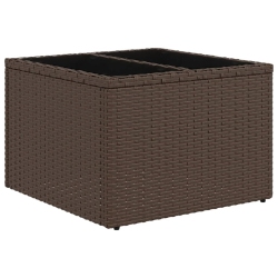 VIDAXL Garden Table With Glass Top 55X55X37 Cm Poly Rattan In Brown