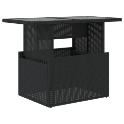 VIDAXL Garden Table With Glass Top 100X55X73 Cm Poly Rattan In Black