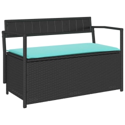 VIDAXL Garden Storage Bench With Cushion Poly Rattan In Black