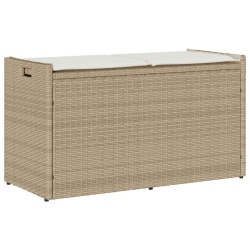 VIDAXL Outdoor Storage Bench With Cushion 100 Cm Poly Rattan In Beige