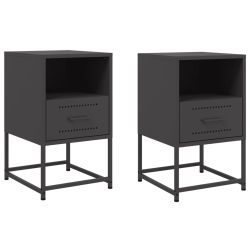 VIDAXL Bedside Cabinets 2 PCs 36X39X60.5 Cm Steel In Black