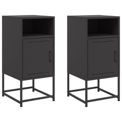 VIDAXL Bedside Cabinets 2 PCs 36X39X78 Cm Steel In Black
