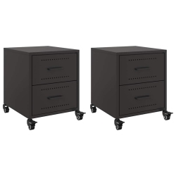 VIDAXL Bedside Cabinets 2 PCs 36X39X43.5 Cm Steel In Black