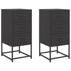 VIDAXL Bedside Cabinets 2 PCs 36X39X78 Cm Steel In Black