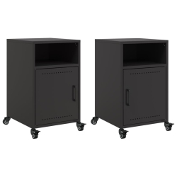 VIDAXL Bedside Cabinets 2 PCs 36X39X59 Cm Steel In Black