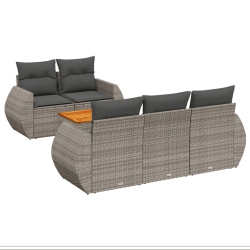 VIDAXL 6 Piece Garden Sofa Set With Cushions Poly Rattan In Grey