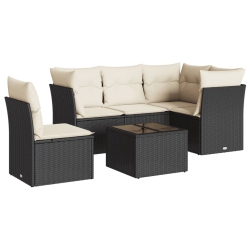 VIDAXL 6 Piece Garden Sofa Set With Cushions Poly Rattan In Black