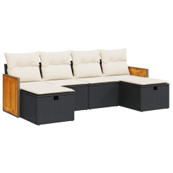 VIDAXL 6 Piece Garden Sofa Set With Cushions Poly Rattan In Black