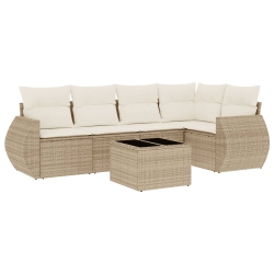 VIDAXL 6 Piece Garden Sofa Set With Cushions Poly Rattan In Beige