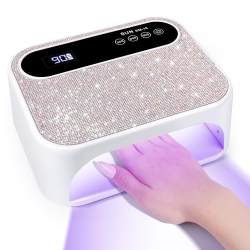 MYACUC Cordless Uv Nail Lamp, Rechargeable Uv Gel Nail Light, Sparkling Rhinestones Uv Light, Professional Fast Curing Nail Dryer \w Auto Sensor For