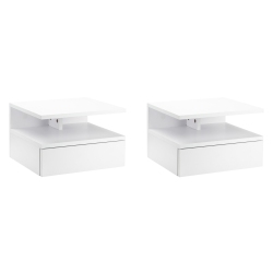 HOMCOM Floating Nightstand Set Of 2, Wall Mounted Bedside Table With Drawer And Open Shelf, Small Night Stand for Bedroom In White
