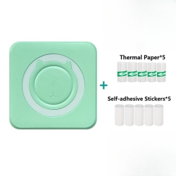 GREEN SCENIC Mini Pocket Printer Thermal Print Bluetooth Connected Photos for Ios And Android, Inkless Sticker Printer - (5 Rolls Of Printing Paper