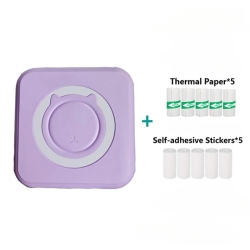 GREEN SCENIC Mini Pocket Printer Thermal Print Bluetooth Connected Photos for Ios And Android, Inkless Sticker Printer - (5 Rolls Of Printing Paper
