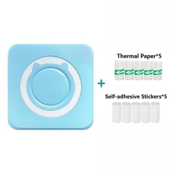 GREEN SCENIC Mini Pocket Printer Thermal Print Tooth Connected Photos for Ios And Android, Inkless Sticker Printer - (5 Rolls Of Printing Paper + 5