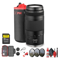 CANON Refurbished (Excellent) - Rf 75-300MM F4-5.6 Lens + 58MM 3 PC Filter Kit + Large Lens Case + Memory Card + More (Bundle)