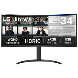 LG 34" WQHD 100Hz 5ms GTG Curved VA LED Monitor (34WR55QK-B) - Black