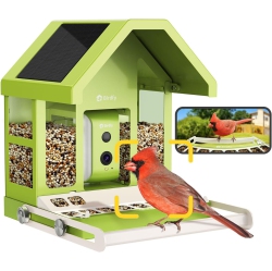 BIRDFY Smart Bird Feeder \w Camera for Outdoors, Auto-Capture Bird Videos, Instant Alerts, Motion Detection, Solar Powered Bird Camera - Metal