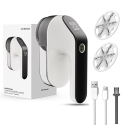 MYACUC Rechargeable Electric Lint Fabric Shaver \w 3 Speeds & 2 Replacement Blades, Led Display Portable Fuzz Remover for Pilling Clothes, Couch