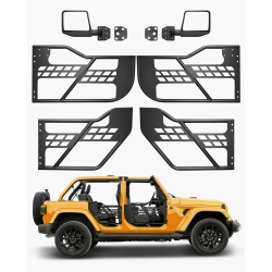 VEVOR 4-Door Jeep Tube Doors, Hunting Style Door \w Dot Certified Rear View Mirrors, Jeep Doors \w Rear Mirrors for 2018-2024 Jeep Wrangler Jl &