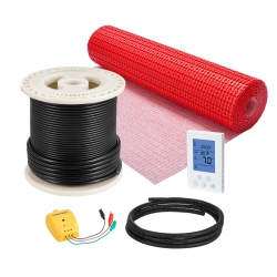 VEVOR 60 Sqft Floor Heating Mat System, 120V Electric Radiant Heated Floor System, \w Decoupling Membrane & Smart Control Thermostat & Alarm, Easy