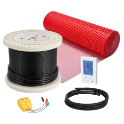 VEVOR 100 Sqft Floor Heating Mat System, 120V Electric Radiant Heated Floor System, \w Decoupling Membrane & Smart Control Thermostat & Alarm, Easy