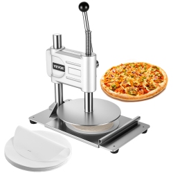 VEVOR 9.5-Inch Manual Pizza Dough Press Machine, Pizza Pastry Press Plate, Stainless Steel Presser, Commercial Chapati Sheet Crust Maker, \w Handle
