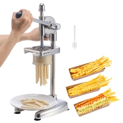 VEVOR Commercial French Fry Cutter, Stainless Steel Fried Potato Strips Squeezer, Long French Fries Maker \w Pull-Out Extruder, Manual Mashed Potato