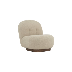LUXANA HOME Accent Chair Teddy Fabric Solid Oakia Wood Base – Beige