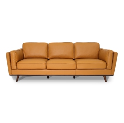 LUXANA HOME Sofa 3-Seater Premium Leather Filled With Open Fiber And Feather Modern – Cognac