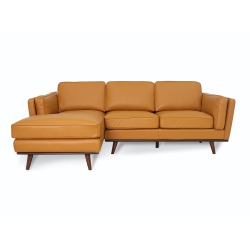 LUXANA HOME Sofa 3-Seater Left Lounge Premium Leather Sculpted High-Density Foam Cushions Modern– Cognac