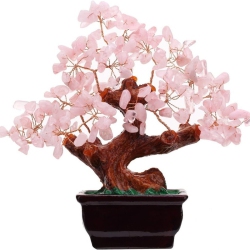 CHSSHA00 Feng Shui Natural Rose Quartz Crystal Money Tree, Healing Crystal Tree Bonsai Style Ornaments, Suitable for Home Decoration, Also Suitable