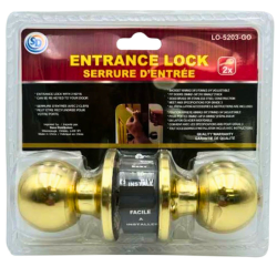 SD Entrance Lock With Key - In Gold