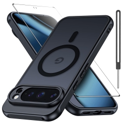 HLD Matte Case for Google Pixel 10 Pro Xl \w Screen Protector, Compatible \w Magsafe, Wrist Strap Shockproof Military Drop Protection Translucent Back