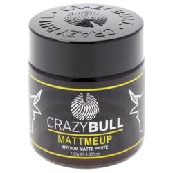 CRAZY BULL HAIR Mattmeup Paste - Medium Matte By for Men - 3.38 OZ Paste