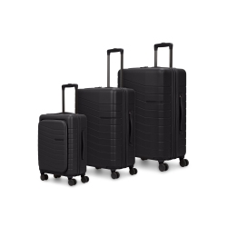 BUGATTI - Munich Pro Hardside 3 Piece Luggage Set With Front Pocket - In Black
