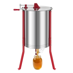 VEVOR 6 Frame Honey Extractor, Manual Honey Spinner \w Transparent Lid, Stainless Steel Honeycomb Drum Spinner Adjustable Stand, Honeycomb Extraction