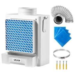 VEVOR 3-In-1 Indoor Dryer Vent Kit, Premium Abs Material \w Water Drawer Fits 4 Inch Exhaust Port, Smart Overheating Reminder Exhaust Hood & \w 4