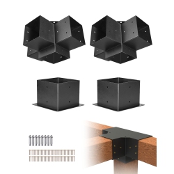 VEVOR 6X6In Pergola Bracket Kit, Inner 5.5X5.5, 2 PCs 4-Way Heavy Duty Corner Bracket Woodworks Diy Post Base Kit, Easy-Install Wooden Beams For