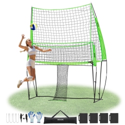 VEVOR 8X11Ft Volleyball Training Net System, Freely Height-Adjustable Practice Equipment \w Ball Return, Easy Setup for Backyard Indoor Outdoor