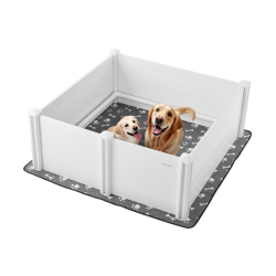 VEVOR 48 X 48 X 18.1 In Dogs Whelping Box, Plastic Pvc Puppies Playpen \w Height Adjustable Door And Washable Pee Pad, Anti-Deformation, for Large