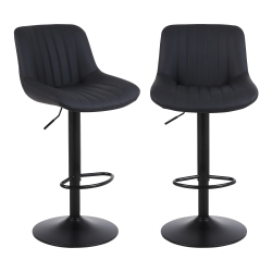 MOUSTACHE Pu Leather Bar Stools Set Of 2, Adjustable Swivel Counter Height Barstools With Back, Kitchen Island Stool Dining Chairs