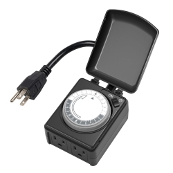 BN-LINK 24 Hour Heavy Duty Mechanical Timer, Outdoor Timer Outlet Waterproof \w 15 Minutes Intervals, 2 Grounded Outlets for Christmas Lights Pool