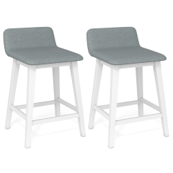 GYMAX 24" Upholstered Barstools W/ Low Back Footrest & Wood Legs for Kitchen Island