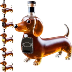 CHSSHA00 Dachshund Dog Whiskey Bottle, Whiskey Decanter, Dachshund Whiskey Bottle, Whiskeys Woof Decanter, Glass Dachshunds Statue Wine Decanters