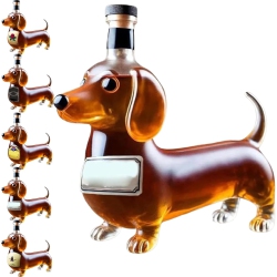 CHSSHA00 Dachshund Dog Whiskey Bottle, Whiskey Decanter, Dachshund Whiskey Bottle, Whiskeys Woof Decanter, Glass Dachshunds Statue Wine Decanters