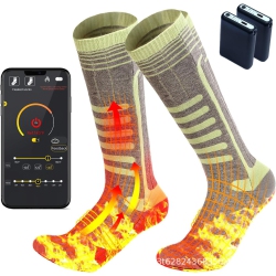 CHSSHA00 Heated Socks App Control 6000Mah 2 Battery Rechargeable, Working 10 Hours, Electric Heated Washable Socks Smart Foot Warmers for Camping