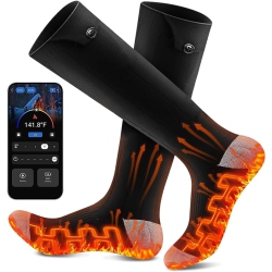 CHSSHA00 Heated Socks App Control 6000Mah 2 Battery Rechargeable, Working 10 Hours, Electric Heated Washable Socks Smart Foot Warmers for Camping