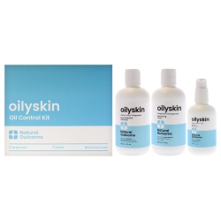 NATURAL OUTCOME Oilyskin Oil Control Kit By for Women - 3 PC 8OZ Oilyskin Mattifying Toner, 8OZ Oilyskin Pore Perfection Cleanser, 4OZ Oilyskin