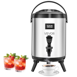 VEVOR 1.5 Gal/6L Insulated Beverage Dispenser, Stainless Steel Thermal Drink Server \w Spigot & Temp Display, Suitable for Hot And Cold Drinks, For