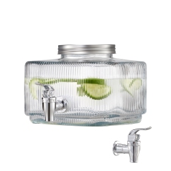 VEVOR 0.8 Gallon Beverage Dispenser, Drink Dispensers for Parties, Glass Juice Dispenser \w No-Drip Spigot And Lid, Iced Tea Lemonade Juice Water